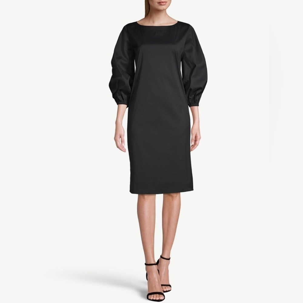 CHICO’S / NWT/ 3/4-Sleeve Poplin Black Shirt Dress/ Size